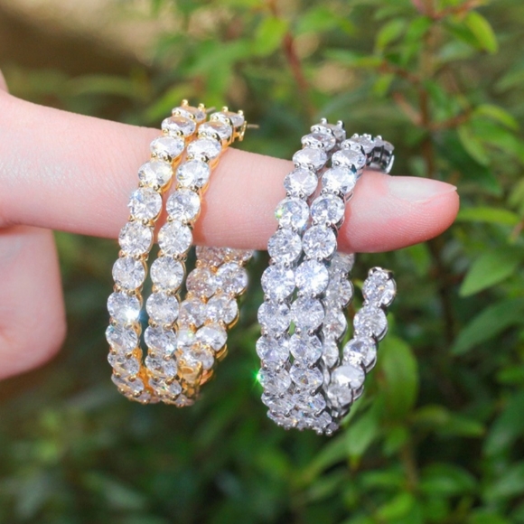 Jewelry - Sparkle Simulated Diamond In-Out Hoop Earring, 925 Sterling Silver Post